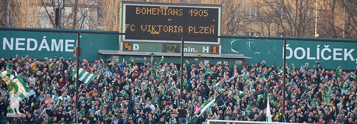 Bohemians - Plzeň 5:2, dění na tribunách