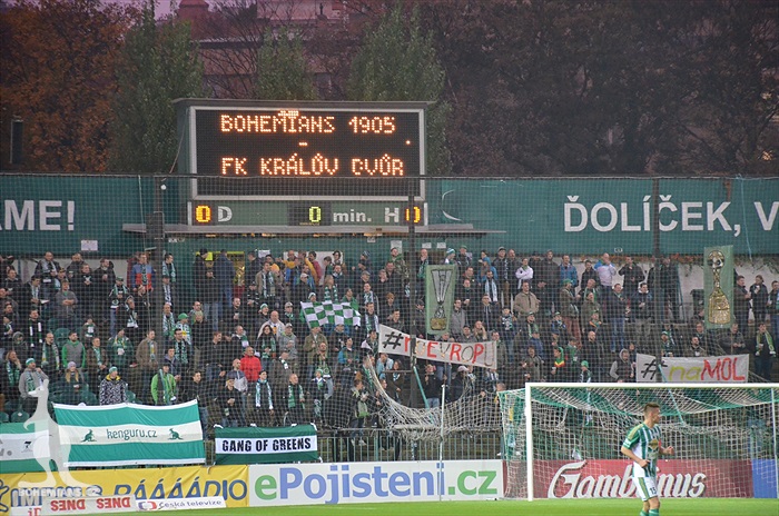 Dění na tribunách: Bohemians - Králův Dvůr