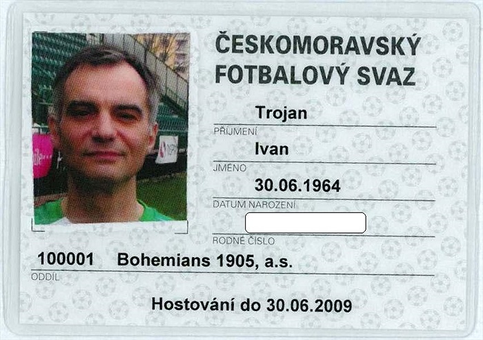 Registrační průkaz Ivana Trojana