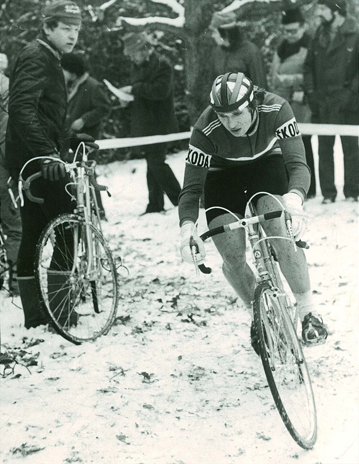 František Klouček v dobách své cyklokrosařské slávy.
